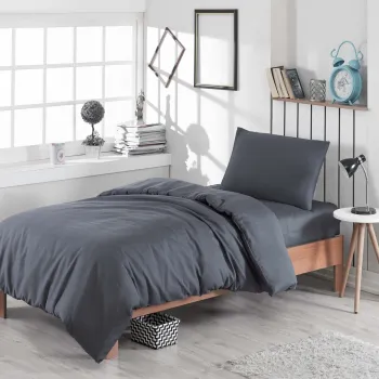 Lenjerie de pat pentru o persoana, Duzboya - Fume, Eponj Home, 65% bumbac/35% poliester imagine