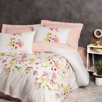 Lenjerie de pat pentru o persoana, Emma v2 - Salmon, Cotton Box, Bumbac Ranforce imagine