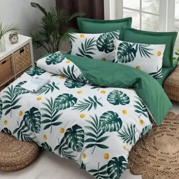 Lenjerie de pat pentru o persoana, EnLora Home, Monstera - Green II, 2 piese, amestec bumbac, multicolor imagine