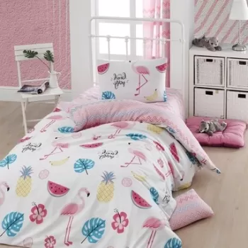 Lenjerie de pat pentru o persoana, Eponj Home, Kokteyl 143EPJ01909, 2 piese, amestec bumbac, multicolor imagine