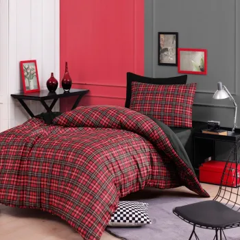 Lenjerie de pat pentru o persoana (EU) (IT), 2 piese, L'essentiel Maison, Iskoc, 65% bumbac/35% poliester, Rosu imagine