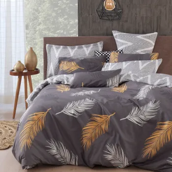 Lenjerie de pat pentru o persoana (EU) (IT), 2 piese, L'essentiel Maison, Olivia, Aur / Gri imagine