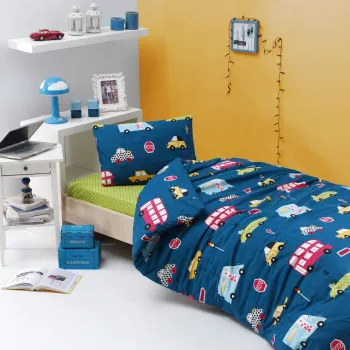 Lenjerie de pat pentru o persoana (EU) (IT), 2 piese, L'essentiel Maison, Paula, Albastru imagine