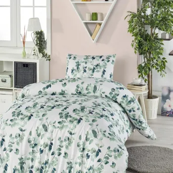 Lenjerie de pat pentru o persoana (EU) (IT), 2 piese, L'essentiel Maison, Sabine, Verde / Alb / Negru imagine