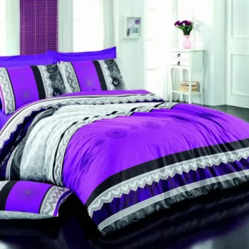 Lenjerie de pat pentru o persoana (EU) (IT), Dantela - Lilac, Pearl Home, Bumbac Ranforce imagine