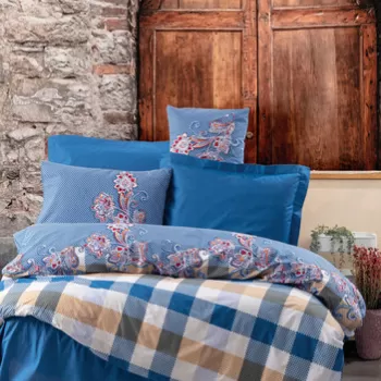 Lenjerie de pat pentru o persoana (EU) (IT), Galano - Dark Blue, Cotton Box, Bumbac Ranforce imagine