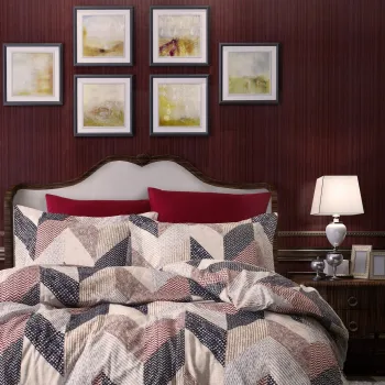 Lenjerie de pat pentru o persoana (EU) (IT), L'essentiel Maison, Anatoli, Cream / Brown / Beige imagine