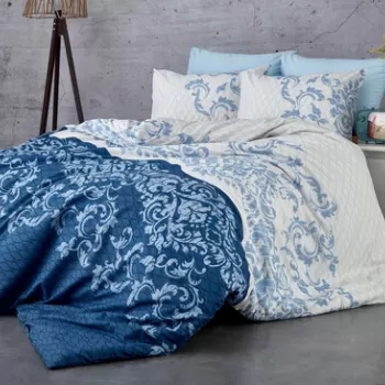 Lenjerie de pat pentru o persoana (EU) (IT), Lucca - Blue, Pearl Home, Bumbac Ranforce imagine