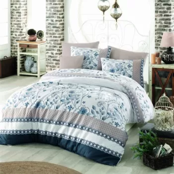 Lenjerie de pat pentru o persoana (EU) (IT), Sudenaz - Blue, Pearl Home, Bumbac Ranforce imagine