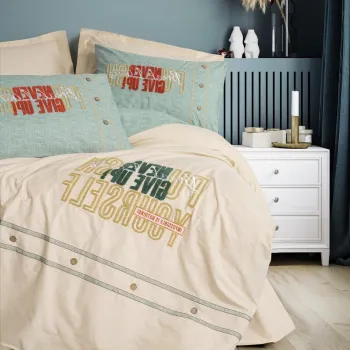 Lenjerie de pat pentru o persoana, Forward - Beige, Cotton Box, Bumbac Ranforce imagine