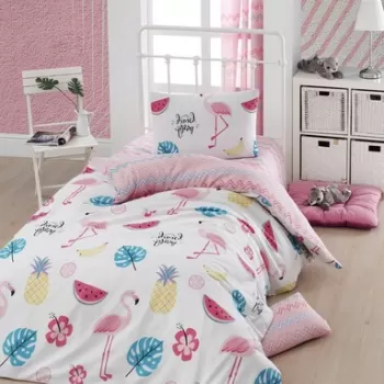 Lenjerie de pat pentru o persoana (FR), 2 piese, Kokteyl - White, Eponj Home, 65% bumbac/35% poliester imagine