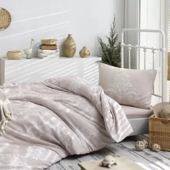 Lenjerie de pat pentru o persoana (FR), 2 piese, Kralice - Mink, Eponj Home, 65% bumbac/35% poliester imagine