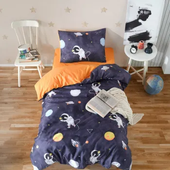 Lenjerie de pat pentru o persoana (FR), 2 piese, L'essentiel Maison, Astron, Albastru inchis imagine