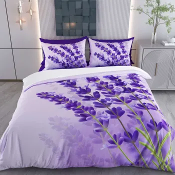 Lenjerie de pat pentru o persoana (FR), 2 piese, L'essentiel Maison, Lamia, Bumbac;Poliester, Mov / Liliac / Alb imagine