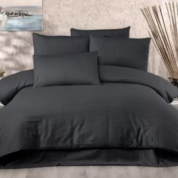 Lenjerie de pat pentru o persoana (FR), 2 piese, Lilyum - Anthracite, K?rlent Store, 70% poliester/30% bumbac imagine