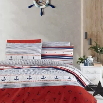 Lenjerie de pat pentru o persoana (FR), Anchore, Life Style, Bumbac Ranforce imagine