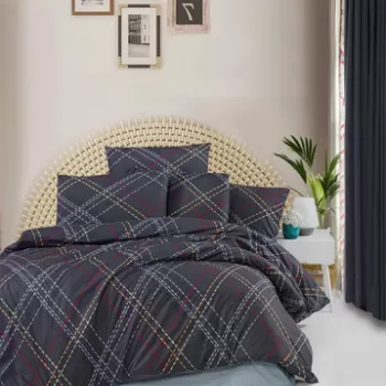 Lenjerie de pat pentru o persoana (FR), Briana - Navy Blue, Victoria, Bumbac Ranforce imagine