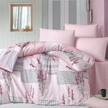 Lenjerie de pat pentru o persoana (FR), Burcak - Powder, Victoria, Bumbac Ranforce imagine