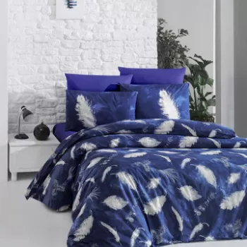 Lenjerie de pat pentru o persoana (FR), Feather, Victoria, Bumbac Ranforce imagine