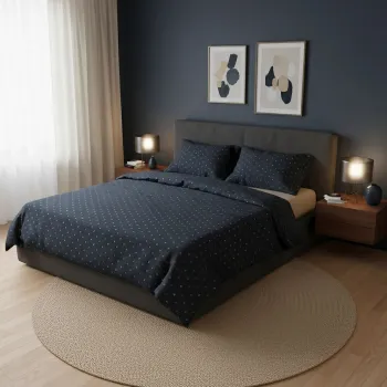 Lenjerie de pat pentru o persoana (FR), L'essentiel Maison, Arlo Kombin, Gri inchis imagine