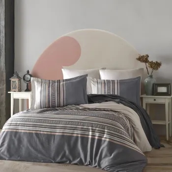 Lenjerie de pat pentru o persoana (FR), L'essentiel Maison, Ash, Gri / Alb / Maro / Bej imagine