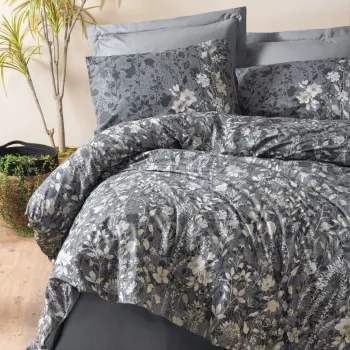 Lenjerie de pat pentru o persoana (FR), L'essentiel Maison, Comely, Antracit imagine