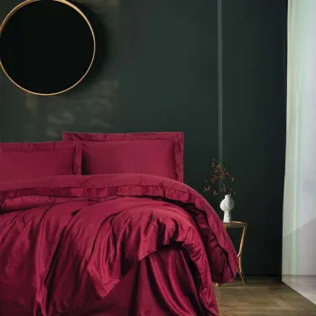 Lenjerie de pat pentru o persoana (FR), L'essentiel Maison, Elegant, Rosu claret imagine