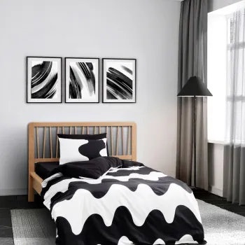 Lenjerie de pat pentru o persoana (FR), L'essentiel Maison, Flow, Negru imagine