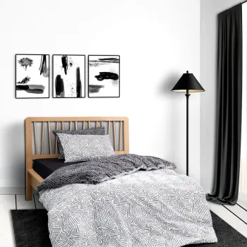 Lenjerie de pat pentru o persoana (FR), L'essentiel Maison, Maze, Negru imagine