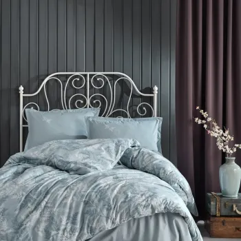 Lenjerie de pat pentru o persoana (FR), L'essentiel Maison, Natur v1, Bumbac Ranforce, Turcoaz imagine