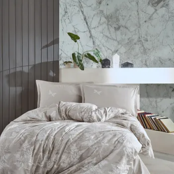 Lenjerie de pat pentru o persoana (FR), L'essentiel Maison, Natur v2, Bumbac Ranforce, Gri imagine