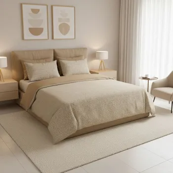 Lenjerie de pat pentru o persoana (FR), L'essentiel Maison, Nedra Kombin, Gri / Mustar / Alb imagine