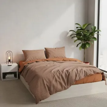 Lenjerie de pat pentru o persoana (FR), L'essentiel Maison, Oniks Kombin, Caramel / White imagine