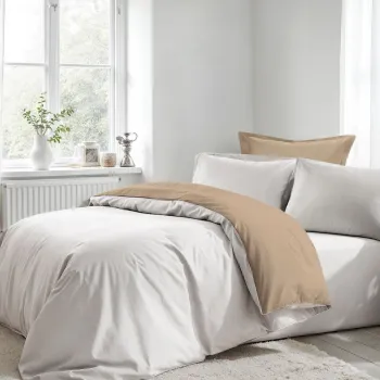 Lenjerie de pat pentru o persoana (FR), L'essentiel Maison, White, Bej, Alb / Bej imagine