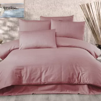 Lenjerie de pat pentru o persoana (FR), Lilyum - Powder, Whitney, Bumbac Satinat imagine