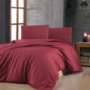 Lenjerie de pat pentru o persoana (FR), Maroon v2, Patik, Bumbac Ranforce imagine