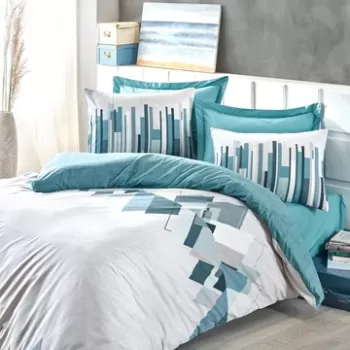 Lenjerie de pat pentru o persoana (FR), Nesto - Petrol, Cotton Box, Bumbac Ranforce imagine