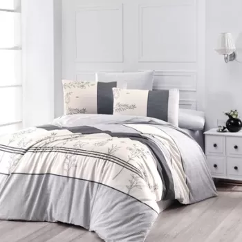 Lenjerie de pat pentru o persoana (FR), Pine - Grey, Life Style, Bumbac Ranforce imagine