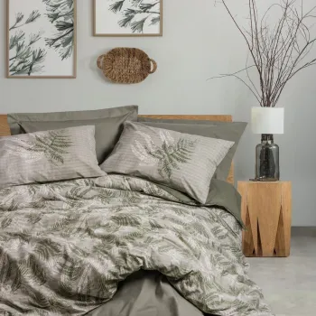 Lenjerie de pat pentru o persoana, Frond - Khaki, Cotton Box, Bumbac Ranforce imagine