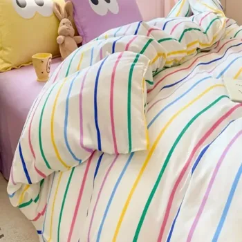 Lenjerie de pat pentru o persoana, Funny - Yellow, Lilac, Eponj Home, 65% bumbac/35% poliester imagine
