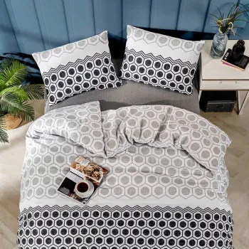 Lenjerie de pat pentru o persoana, Geometric, Tabu Home, 65% bumbac/35% poliester imagine