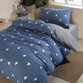 Lenjerie de pat pentru o persoana, Geometrik - Blue, Eponj Home, 65% bumbac/35% poliester imagine