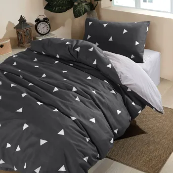 Lenjerie de pat pentru o persoana, Geometrik - Grey, Eponj Home, 65% bumbac/35% poliester imagine