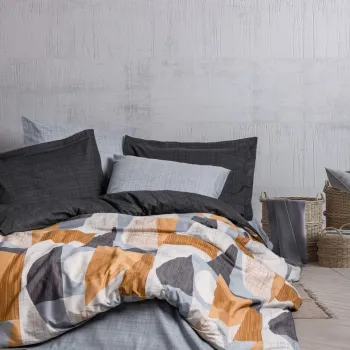 Lenjerie de pat pentru o persoana, Giorno - Grey, Cotton Box, Bumbac Ranforce imagine