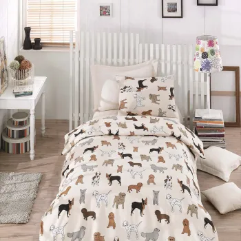 Lenjerie de pat pentru o persoana, Havhav - Cream, Eponj Home, 65% bumbac/35% poliester imagine