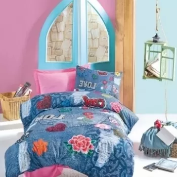 Lenjerie de pat pentru o persoana Kelly, Cotton Box, 3 piese, 160 x 240 cm, 100% bumbac ranforce, multicolora imagine