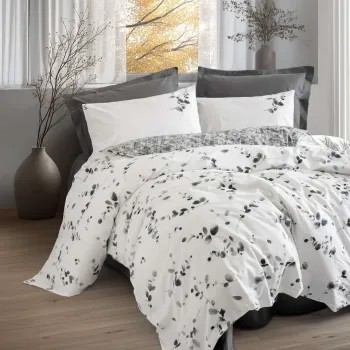 Lenjerie de pat pentru o persoana, L'essentiel Maison, Elaria, Bumbac Ranforce , Antracit imagine