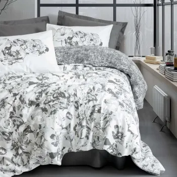 Lenjerie de pat pentru o persoana, L'essentiel Maison, Florva, Bumbac Ranforce , Antracit imagine