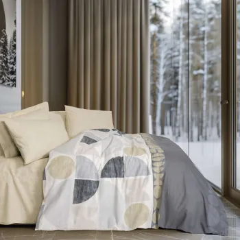 Lenjerie de pat pentru o persoana, L'essentiel Maison, Formo, Bumbac Ranforce, Bej imagine