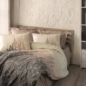 Lenjerie de pat pentru o persoana, L'essentiel Maison, Lindon, Bumbac Ranforce, Bej imagine